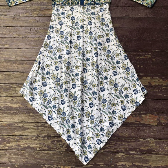 Kilol Floral Midi Dress Wooden Button Back Handkerchief Hem S - Picture 12 of 12